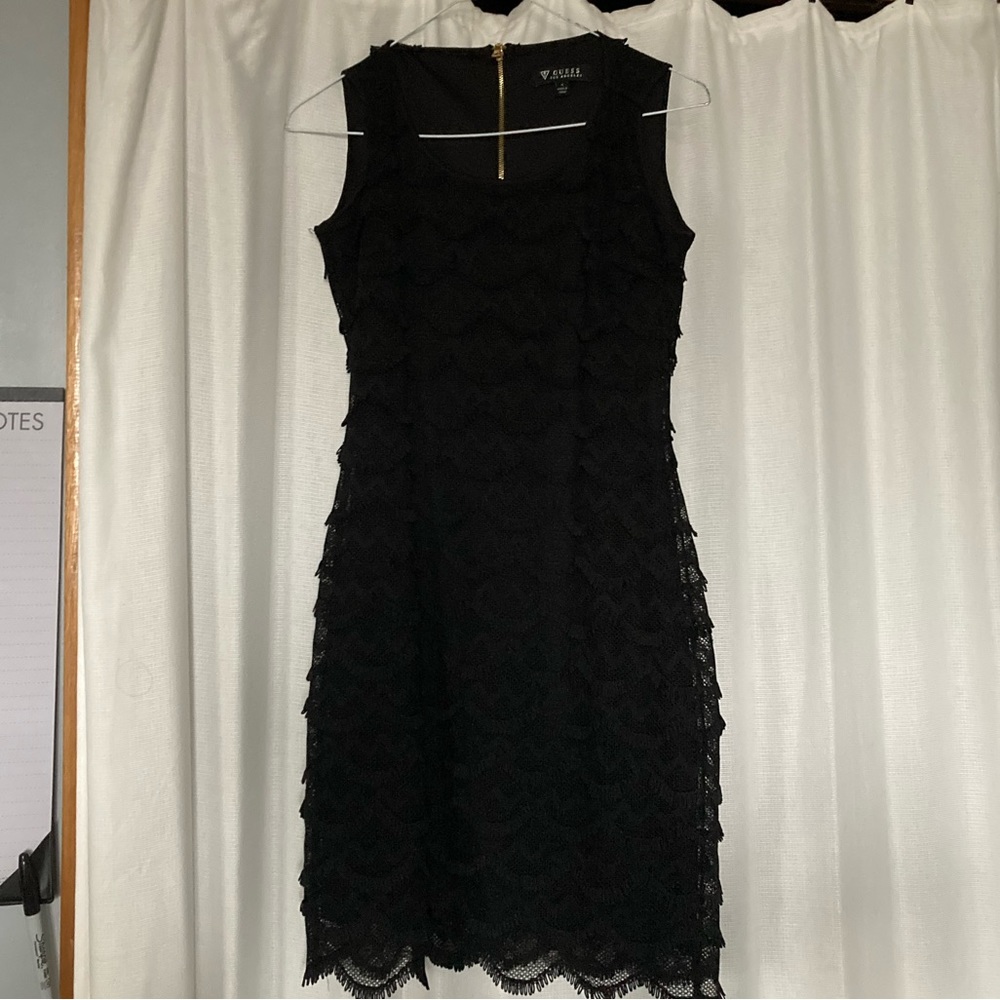 Guess Black Lace Sleeveless Dress with Back Zip